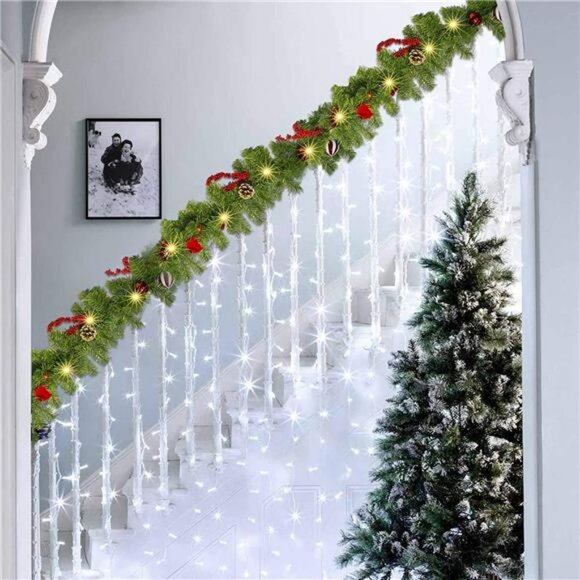 Amazon.com: FUNPENY 9 FT Artificial Christmas Garland, Pre  Christmas Artificial Garland with 50 LED Light with Accent, 9 FT